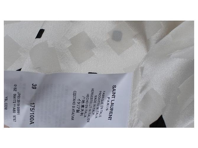 Camicia bianca Saint Laurent con cubi opachi e lucidi Nero Bianco - vista 8