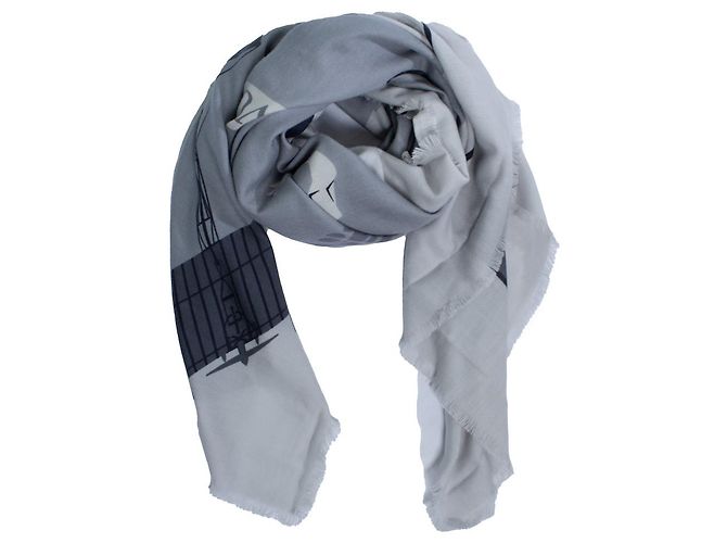 Cartier, sciarpa in lana grigia con frange Bon Voyage Grigio - vista 2