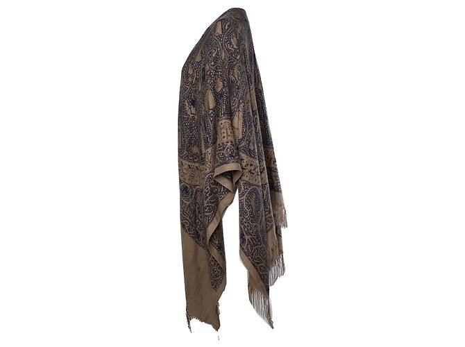 Poncho de cachemira Lalbhai Dalpatbhai de Hermès Castaño Azul - vista 4