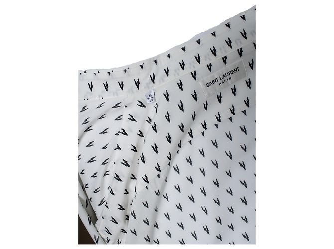 Camisa blanca Saint Laurent con estampado V 2017 Negro Blanco - vista 9