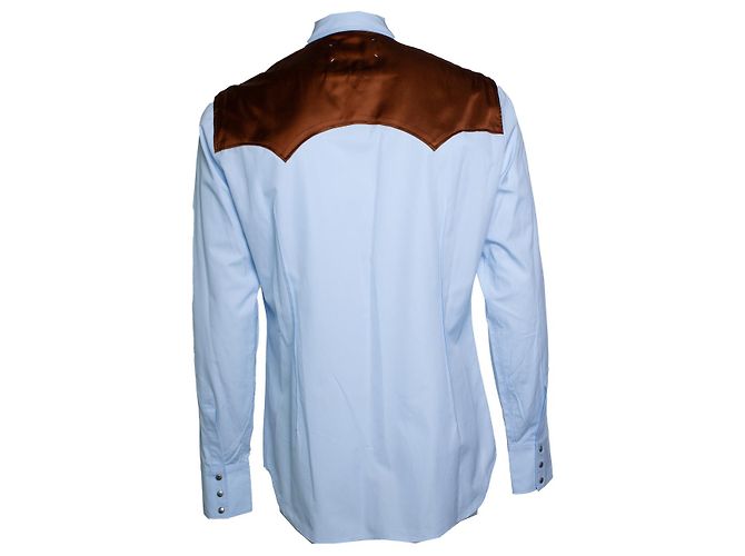 Autre Marque Camicia western blu Maison Margiela Marrone - vista 3