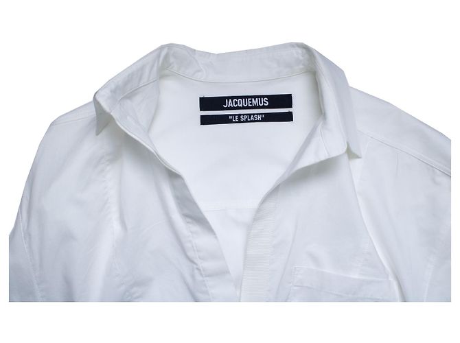 Jacquemus, la blusa cropped de algodón splash en blanco - vista 5