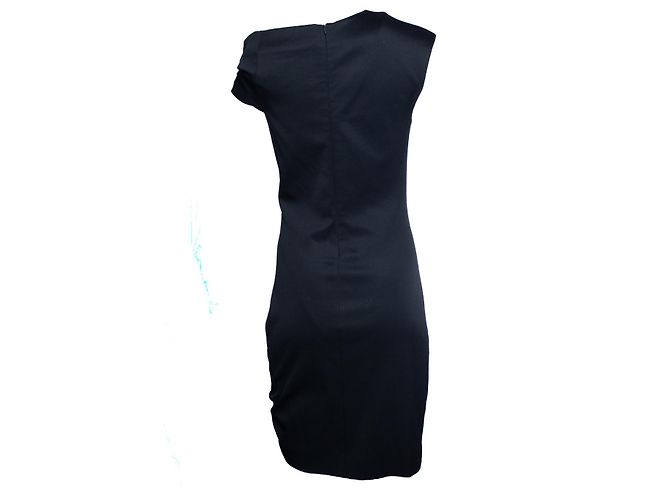 Vestido preto assimétrico com ombro à mostra Helmut Lang - vista 3