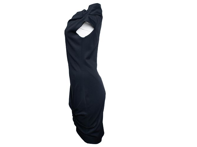 Vestido preto assimétrico com ombro à mostra Helmut Lang - vista 4