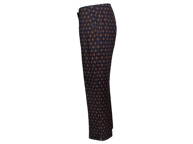 Calça estampada com diamante Prada em azul e marrom - vista 4