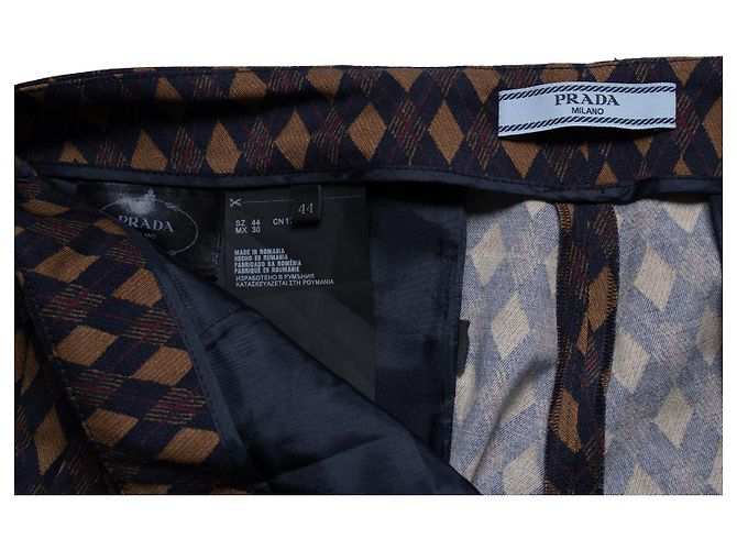 Calça estampada com diamante Prada em azul e marrom - vista 5