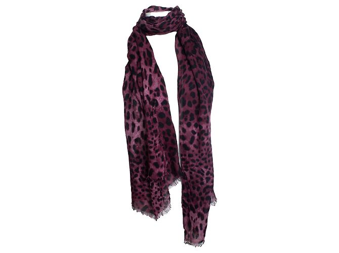 Sciarpa stampata leopardata in viola di Dolce & Gabbana Porpora - vista 2