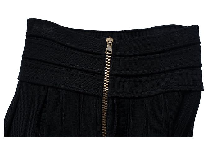 Falda bodycon plisada Balmain en negro - vista 7
