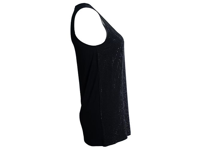 Gucci, top nero senza maniche con strass - vista 2