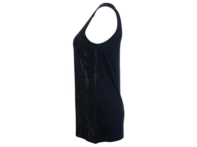 Gucci, top nero senza maniche con strass - vista 3