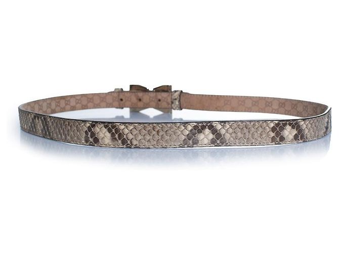 Cinto de couro de python Gucci com laço de metal dourado Marrom - vista 2