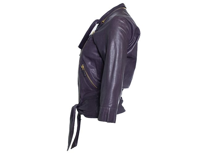 Lila Leder-Bikerjacke von Gucci - Ansicht 2