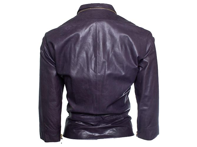 Lila Leder-Bikerjacke von Gucci - Ansicht 3