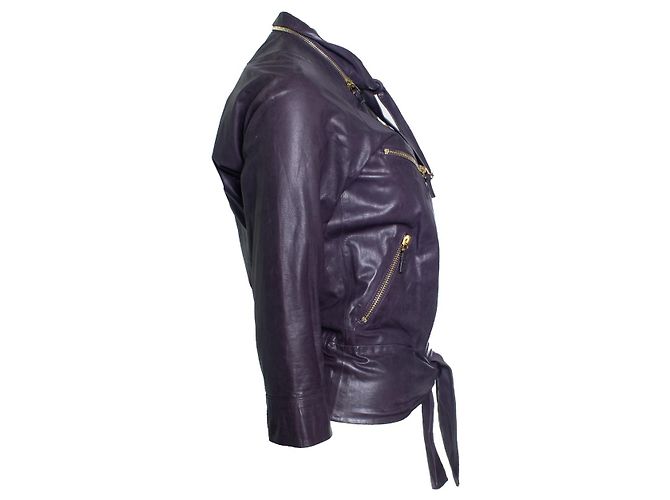 Lila Leder-Bikerjacke von Gucci - Ansicht 4