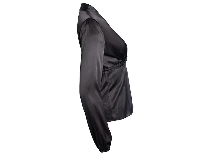 Blusa de seda marrón oscuro Hysteria de Gucci Castaño - vista 3