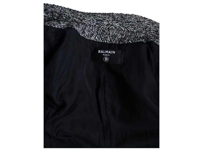 Abrigo de lana negro y blanco Balmain - vista 7