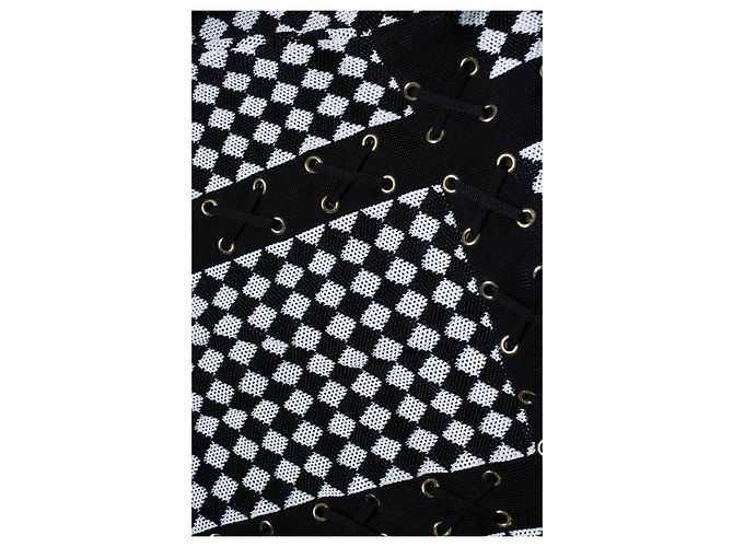 Schwarz-weißer kariert Strickkleid von Balmain Golden - Ansicht 7