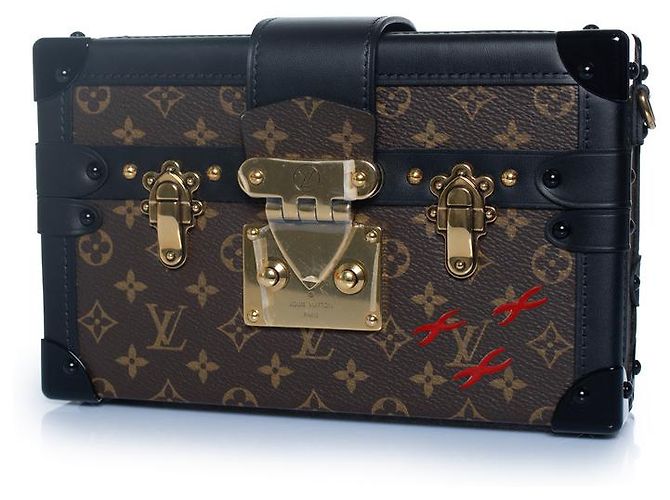Louis Vuitton, Petit Malle in tela monogramma Marrone Nero D'oro - vista 3