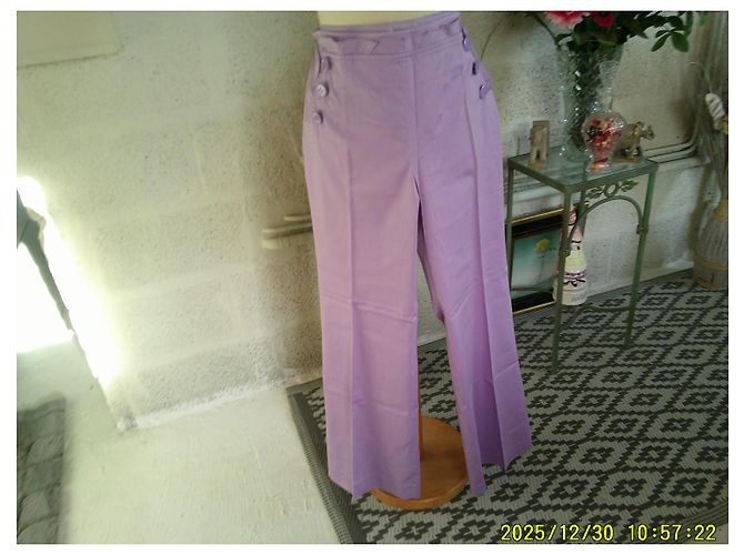 Autre Marque Pantalones Bridge Chiara D'este Malva Algodón Talla 40 Lavanda - vista 3