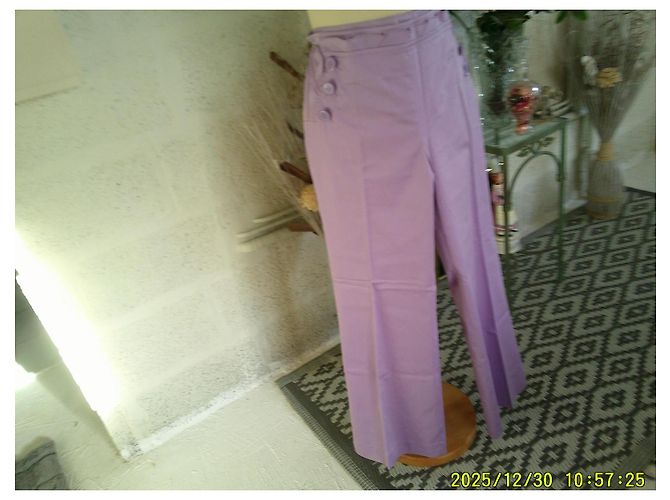 Autre Marque Pantalones Bridge Chiara D'este Malva Algodón Talla 40 Lavanda - vista 4