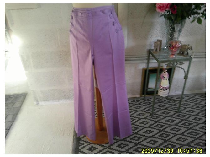 Autre Marque Pantalones Bridge Chiara D'este Malva Algodón Talla 40 Lavanda - vista 5