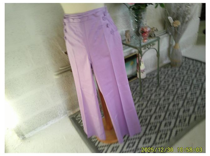 Autre Marque Pantalones Bridge Chiara D'este Malva Algodón Talla 40 Lavanda - vista 6