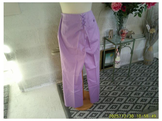 Autre Marque Pantalones Bridge Chiara D'este Malva Algodón Talla 40 Lavanda - vista 8