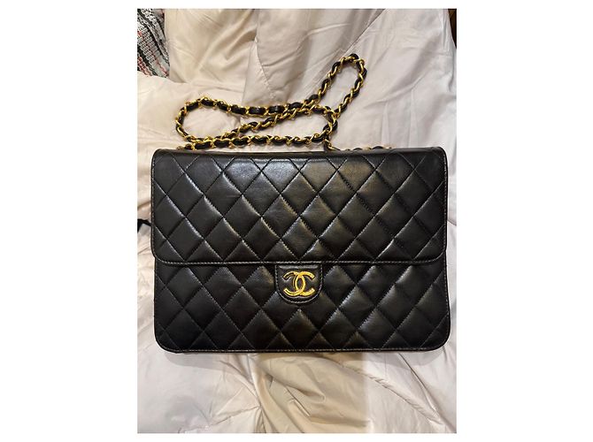 Borsa Chanel Timeless Classique 25 in pelle di agnello nera Nero - vista 12