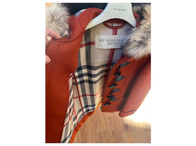 Burberry Brit Wool Double Breasted Jacket with Removable Fur Collar - view 3