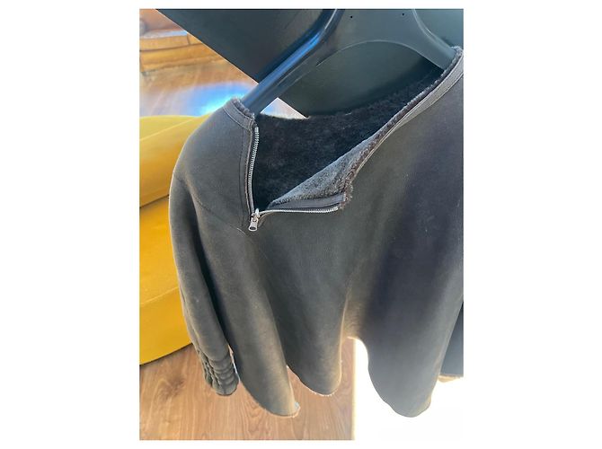 Ventcouvert Poncho Jacke Braun Lammfell - Ansicht 3