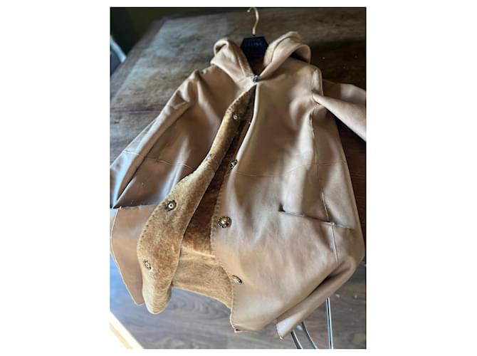 Chaqueta Ventcouvert de piel de cordero Camel Camello - vista 2