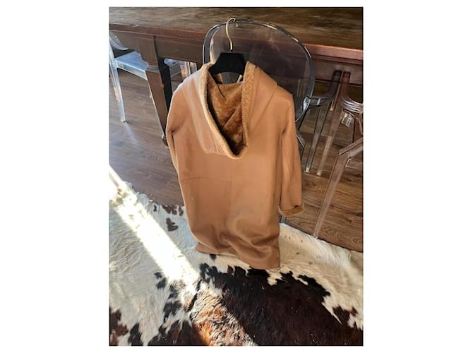 Chaqueta Ventcouvert de piel de cordero Camel Camello - vista 3