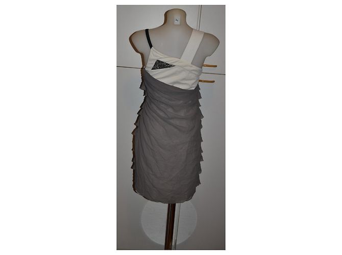Alessandro Dell'Acqua Mini Kleid Weiß Grau Viskose - Ansicht 4