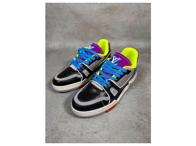 Louis Vuitton LV Trainer "Upcycling" - Virgil Abloh - Edizione Limitata Nero Grigio Porpora Giallo - vista 2
