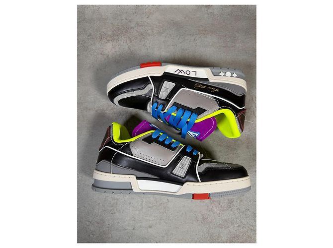 Louis Vuitton LV Trainer "Upcycling" - Virgil Abloh - Edizione Limitata Nero Grigio Porpora Giallo - vista 5
