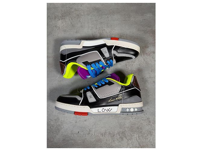 Louis Vuitton LV Trainer "Upcycling" - Virgil Abloh - Edizione Limitata Nero Grigio Porpora Giallo - vista 6