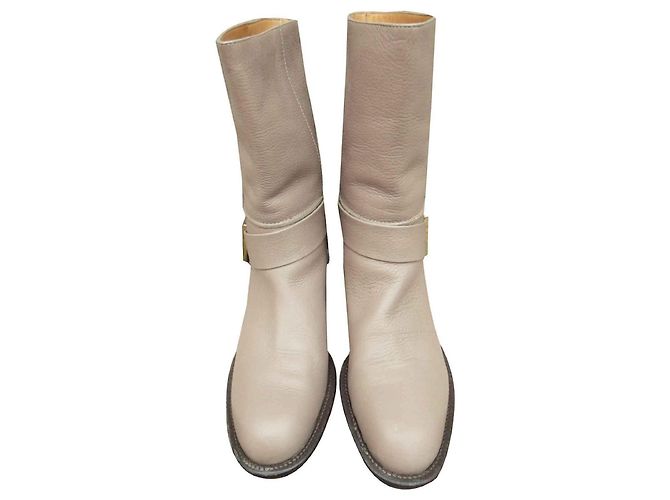 Botines Chloé de piel beige - vista 3