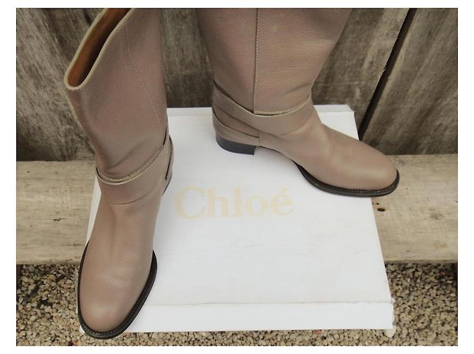 Botines Chloé de piel beige - vista 6