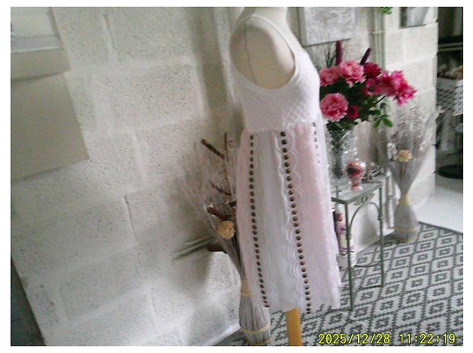 Vestido Manoush de seda blanco pastel - vista 4
