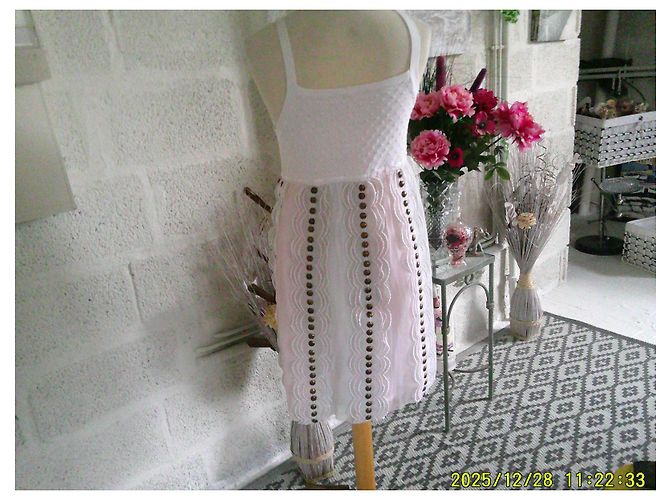 Vestido Manoush de seda blanco pastel - vista 5