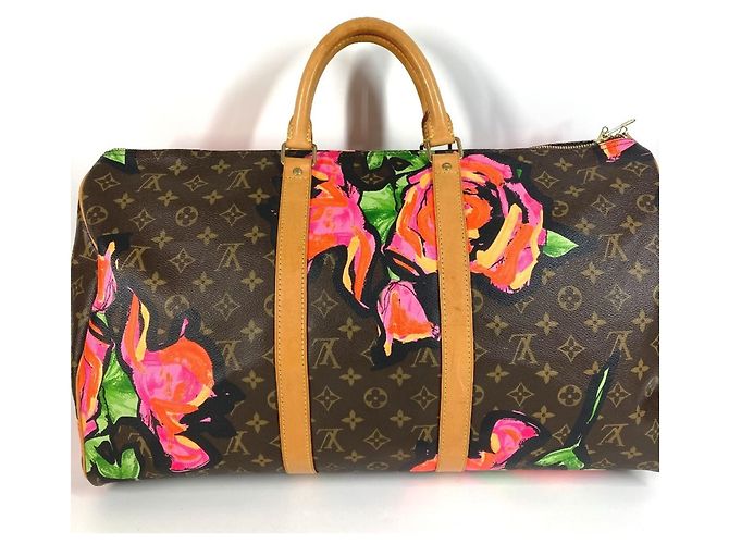 Borsa da viaggio Keepall 50 Monogram Rose Louis Vuitton Marrone Rosa Monogramma - vista 3