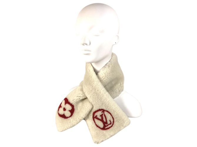 Stola Monogram Flower Louis Vuitton Bianco Rosso - vista 12