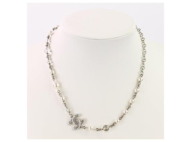 Collana di Perle Chanel Coco Mark Argento Metallico - vista 2