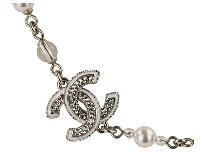 Collana di Perle Chanel Coco Mark Argento Metallico - vista 3