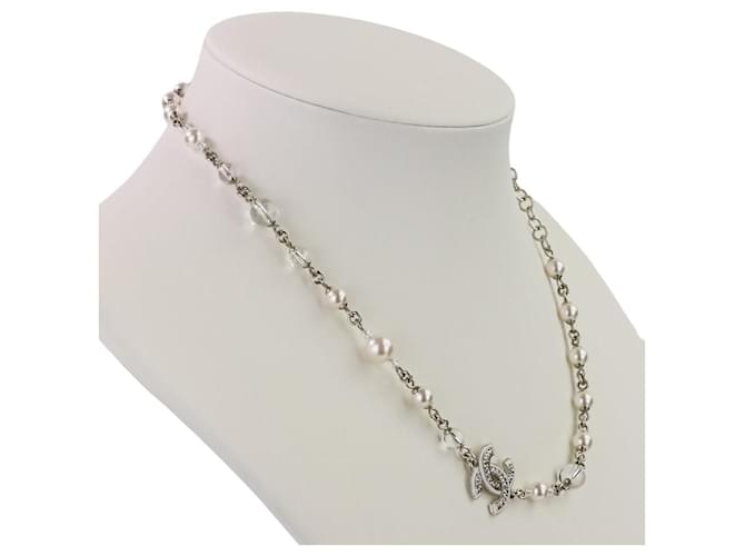 Collana di Perle Chanel Coco Mark Argento Metallico - vista 5