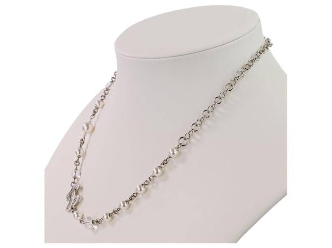 Collana di Perle Chanel Coco Mark Argento Metallico - vista 6