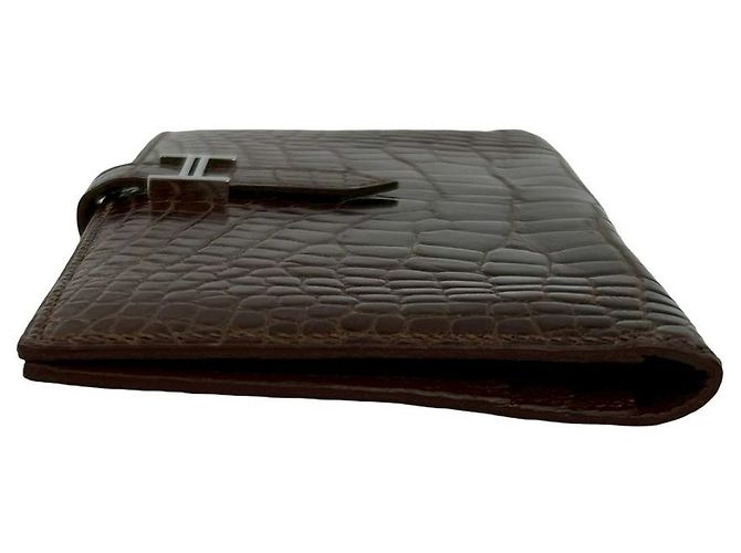 Cartera Larga Soufflet de Cocodrilo Béarn de Hermès Castaño - vista 5