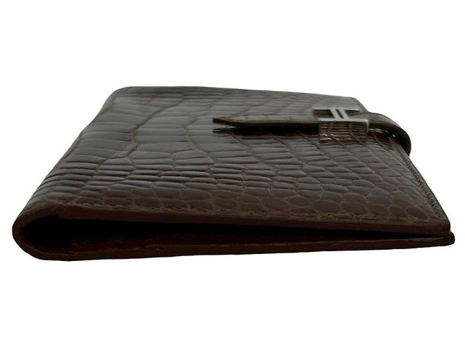 Cartera Larga Soufflet de Cocodrilo Béarn de Hermès Castaño - vista 6