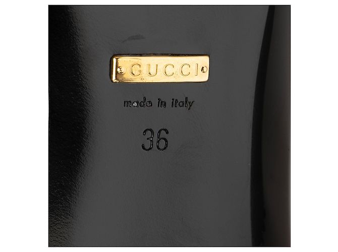 Botas altas de cuero de ante con tacón de bambú Gucci Negro - vista 8
