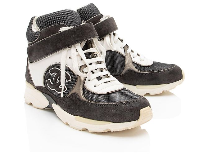 Gabrielle Chanel Canvas Leder CC High Top Sneakers - Größe 37 Schwarz - Ansicht 2